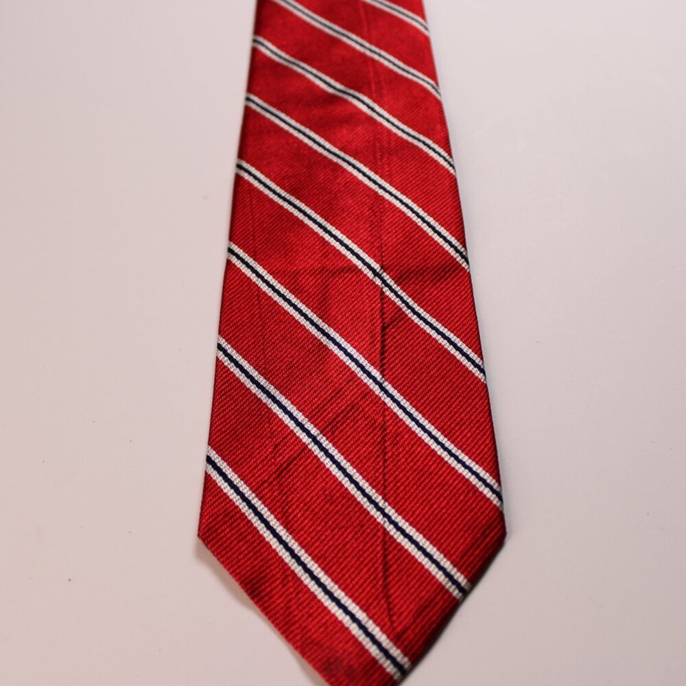 Brooks Brothers Brooksgate Mens Tie Red White Black Diagonal Stripe Classic